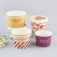 Crème glacée en papier à emporter avec couvercles blanc et bol logo personnalisé Gobelets contenants de crème glacée à dôme en carton imprimable jetable