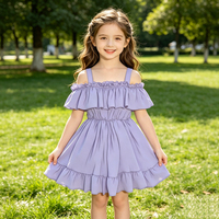 Robe d'été à volants pour filles, bretelles spaghetti, tissu doux, épaules dénudées, idéale pour le quotidien – Nouveauté promotionnelle