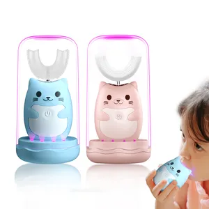 Sikat gigi elektrik 3 mode, sikat gigi pensteril dengan lampu LED yang dapat diisi ulang untuk anak-anak