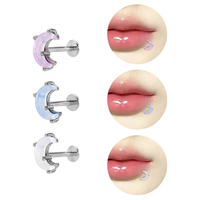 Pierres d'opale piercing à lèvres résine de luxe fil interne Tragus Labret piercing à lèvres goujon usine bas prix en gros