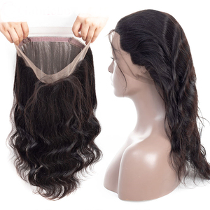 360 Cierre Peruano Onda del cuerpo Cierre de cabello humano Apple Girl Encaje suizo 100% Remy Línea de cabello natural con cabello de bebé - Product Image 1