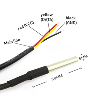 Termometer Probe suhu tahan air DS18B20 1/2/3/4/5 Meter dengan kabel tahan panas dengan Terminal XH2.54
