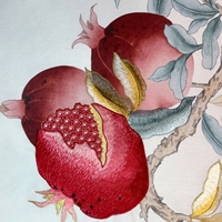 Chinoiserie imprimable personnalisé peint à la main oeuvre brodé plante fruit soie papier peint Mural paysage chinois papier peint Mural