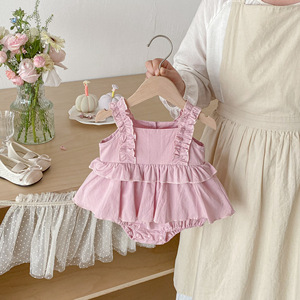Nuevo Pelele de Verano 2026 Estilo Coreano con Volantes para Bebés Niñas, Ropa de Color Sólido para Salir - Product Image 4