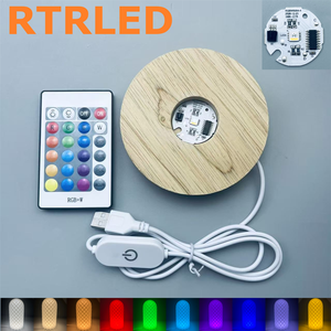 Wooden Round Lighted Base 3D Carved Inside Crystal Star <strong>Table</strong> Lamp Wood Base Children's Room Decoration Night LED <strong>Light</strong> - Product Image 1