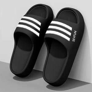 夏屋内ホームスリッパ快適フラットシューズオープンつま先EVAデザイナースリーストライプスバスカップル向け - Product Image 4