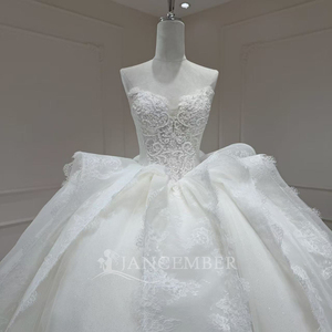 Vestido de Gala Moderno Xx63 con Lentejuelas, Estampado Floral de Cristal, Cola Capilla, Aplicaciones, Antiestático, Largo hasta el Suelo, Manga Regular, Sin Espalda - Product Image 3