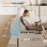 Canapé-lit sectionnel avec lit escamotable, canapé modulaire moderne en forme de U à 8 places avec dossier inclinable, rangement, chaise longue et accoudoirs