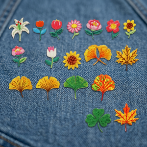 Parches Termoadhesivos Personalizados de Chenilla, PVC, Goma y Silicona, Mini Flores, Tulipanes, Margaritas, Hojas de Ginkgo para Ropa, Bolsos y Zapatos - Product Image 1