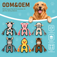 Jouet pour chien en peluche en vrac avec membres en corde, jouet à tirer plat en forme d'animal, logo personnalisé, marque privée, fourniture pour les commandes des marques d'articles pour animaux de compagnie