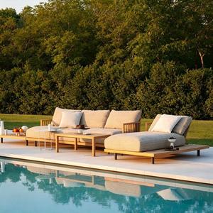 Conjunto de Muebles de Jardín Modernos para Hotel, de Teca, Impermeables, Ecológicos, de Diseño, para Patio, Balcón, Villa, con Mesa de Centro - Product Image 1
