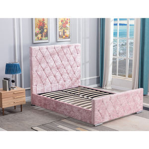 Cadre de lit Queen Size avec tête de lit rembourrée confortable, lit capitonné pour la maison, style européen, en mousse - Product Image 2