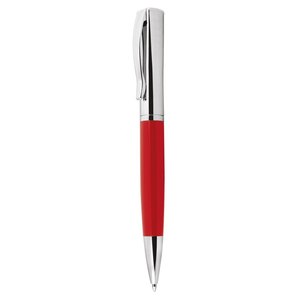 Penna a Sfera in Acciaio Inossidabile Cromato e Rosso, Punta da 0,7 mm, Penna Promozionale in Metallo con Corpo Personalizzabile - Product Image 1