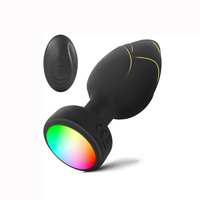 Vibromasseur anal, 10 modes de vibration - Vibromasseur anal avec lumière LED et télécommande, base ronde, jouets et jeux sexuels pour adultes