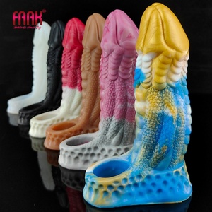 FAAK Silicone Penis Sleeve Extender Multi Color Reusable Condoms Adult Sex Toys for Men Delay Ejaculation Cock Enlargement - Product Image 1