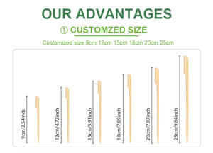 50 unids/bolsa 12cm 18cm pinchos de bambú Natural púas barbacoa pinchos parrilla barbacoa Kebab asado <span class=keywords><strong>PartyMaker</strong></span> paquete palos - Product Image 2