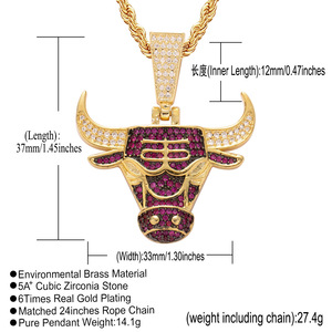 Chicago Bull Collar Colgante Colar De Fas De <span class=keywords><strong>Moda</strong></span> Colar De Basquetebol Chicago Colar De Touro Pingente - Product Image 3