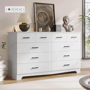 <span class=keywords><strong>Commode</strong></span> inachevée à 10 tiroirs avec station de charge intégrée <span class=keywords><strong>Commode</strong></span> <span class=keywords><strong>longue</strong></span> épaisse et robuste <span class=keywords><strong>Commode</strong></span> pratique - Product Image 5