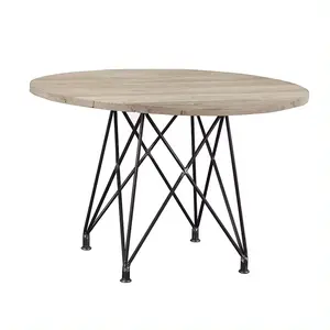 French country classic vintage furniture wrought iron round industrial dining table