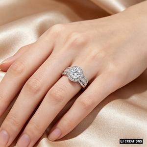 แหวนแต่งงานเพชรทรงกลมเจียระไนบริลเลียนต์ หนึ่งกะรัต ชุบเงินแท้ 10K 14K 18K คุณภาพ VVS-VS สำหรับงานปาร์ตี้ - Product Image 4