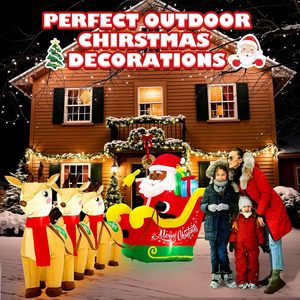 Aufblasbare Weihnachtsfigur Weihnachtsmann im Schlitten mit Rentieren und Lichtern, Rasen- und Gartendekoration, aufblasbare Weihnachtsdekoration für den Hof - Product Image 2