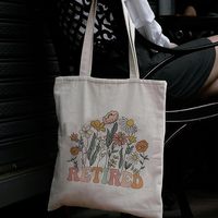 BULANGFA Sac fourre-tout en toile pour femme, motif floral, forme rectangulaire, prêt pour les voyages, Cadeau de retraite, « Pas de problème pour moi maintenant »