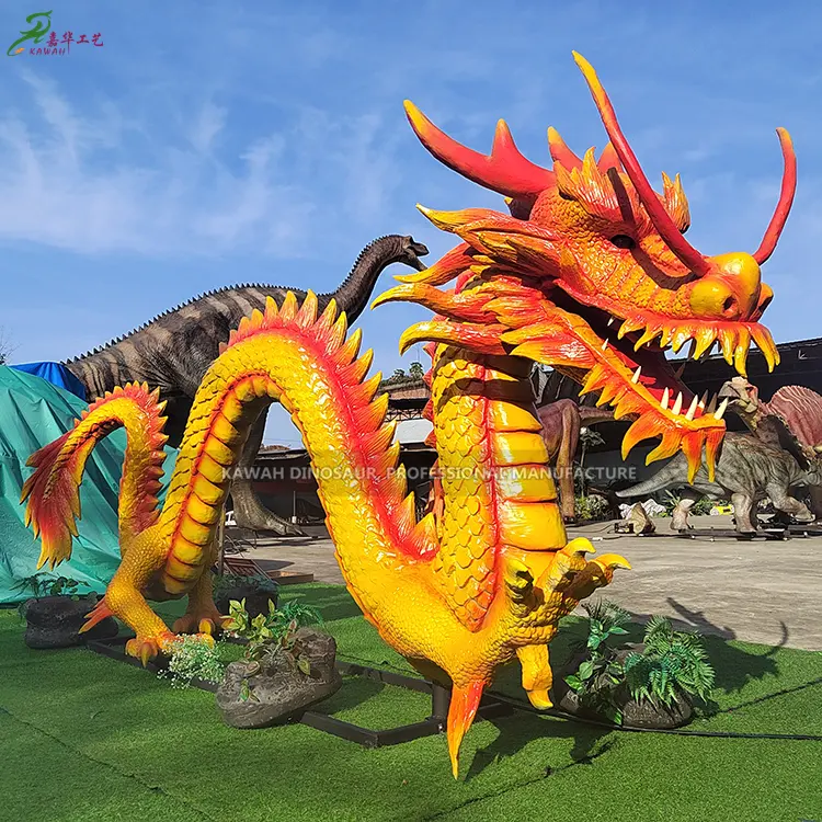 Patung Naga animatronik buatan tangan Zigong khusus realistis 5m diskon pabrik naga Cina