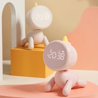 Réveil électronique pour enfants avec veilleuse LED licorne mignonne, rechargeable par USB, 3 sonneries, fonction snooze, pour garçons