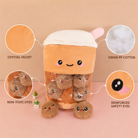 En gros : Peluches, Coussins en forme de tasse de Bubble Tea Boba, Coussins souples amovibles pour collations, Cadeaux créatifs, Poupées Bobo en peluche