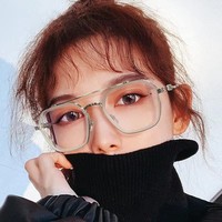 Gafas de Alta Gama con Montura Cuadrada Ultraligera de Metal Sólido, Lentes de PC con Protección Anti Luz Azul y Anti Radiación