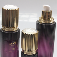 Bouteille en verre personnalisée avec logo estampé à chaud, dégradé de couleurs, rayures, pour emballage de cosmétiques : lotion, sérum, crème pour les yeux et le visage