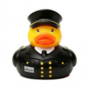 Promo Toy Customized Batch Print PVC Police Rubber Duck Form Bathtub <b>Bath</b> Toys with Pattern Designs Applied - Product Image 2
