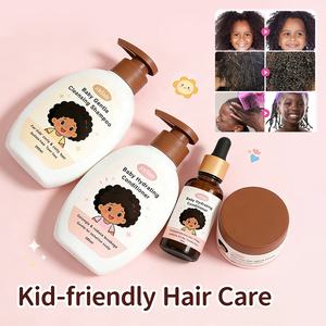 Ensemble de soins capillaires pour cheveux bouclés noirs pour enfants, marque privée |   Kit de shampooing, après-shampooing et crème coiffante pour cheveux texturés - Product Image 4