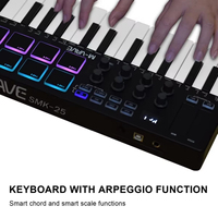 Controlador MIDI M-VAVE SMK-25 Pro |   25 Teclas + 8 Pads + 8 Perillas |   Sincronización DAW Inalámbrica/USB |   Creador de Ritmos con Retroiluminación RGB y 3 DAWs |   USB/Inalámbrico