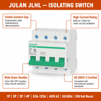 Interrupteur sectionneur JLHL 1P 2P 3P 4P 63A 80A 100A 125A 400V sur rail DIN, sectionneur principal IEC60947-3