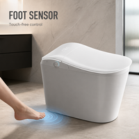 WC intelligent en céramique allongé avec bidet intégré, système de nettoyage anti-éclaboussures, système de drainage en S, siège chauffant, garantie 3 ans, à poser au sol