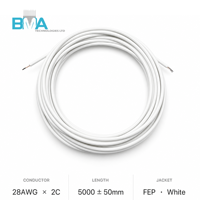 Câble OEM 28AWG 2 conducteurs blanc FEP haute température, diamètre extérieur 2,5 mm, 5 m, extrémités étamées, pour capteur médical et instrument