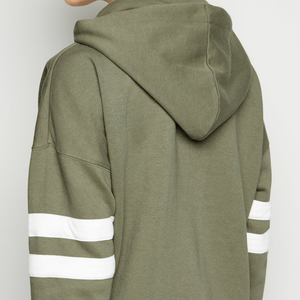 Sudadera con capucha personalizada de alta calidad, ropa de calle de gran tamaño con logotipo bordado y forro polar con rayas laterales de talla grande para otoño - Product Image 5