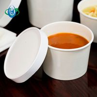 Bol à nouilles en papier kraft blanc jetable de restaurant avec logo personnalisé récipient en papier recyclable pour soupe chaude saladier