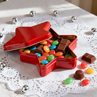 Boîte en fer émaillé en forme d'étoile à cinq branches exquise, boîte à bonbons en fer blanc de forme originale, boîte en fer recyclable pour emballage cadeau
