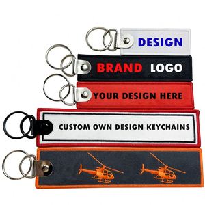 Wholesale Personalized <b>Custom</b> Design Embroidered Woven <b>Key</b> Fabric Embroidery Keychain Printing Keychains Jet Tag With Logo - Product Image 2
