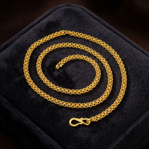 Collier chaîne popcorn plaqué or 14K, 18K, 24K en gros, colliers chaînes tendance, chaîne style popcorn en laiton au design moderne - Product Image 3