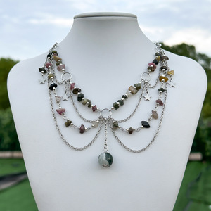 Venta al por mayor <span class=keywords><strong>estilo</strong></span> gótico mujeres amor corazón colgante collar capas cuentas de cristal borlas cadenas fiesta joyería gargantilla Collar - Product Image 6