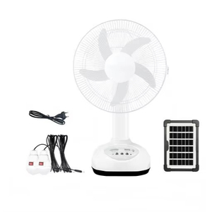 Ventilateur solaire sophistiqué à double fonction, blanc, rechargeable, avec lumière et alimentation solaire - Product Image 1