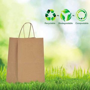 Sacs en papier kraft avec poignées, en gros, taille moyenne, pour cadeaux, shopping, commerce de détail, sacs artisanaux pour petites entreprises, sacs cadeaux élégants - Product Image 3