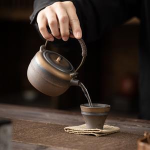 MSH, tetera de cerámica china con haz de manzana, tetera de gres Retro de cocción antigua - Product Image 1