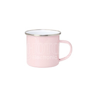 12 oz. Tasse en émail de couleurs macaron personnalisées vierges de sublimation avec bord argenté