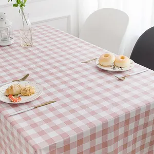 Rojo, rosa, café, respetuoso del medio ambiente blanco al por mayor de algodón de tela mantel impreso personalizado de tela de mesa