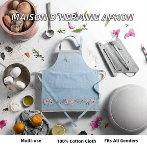 Tablier de cuisine Maison d'Hermine Ibiza en coton 100% avec sangle de cou réglable, poche discrète et longues attaches, multifonctionnel pour femmes/hommes chefs - Product Image 2