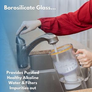 Pichet à eau en verre <span class=keywords><strong>Carafe</strong></span> à eau potable Purificateur Pichet à eau en verre alcalin Enlever le chlore - Product Image 5